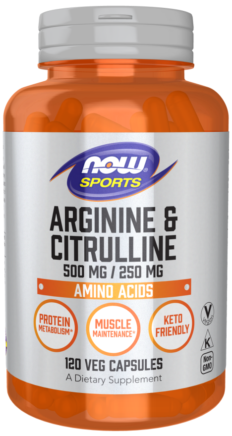 NOW Foods Arginine & Citrulline 500 mg / 250 mg Veg Caps Arginina Cytrulina citrulina
